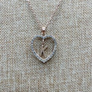Heart ❤️ with “K” Rose gold tone necklace